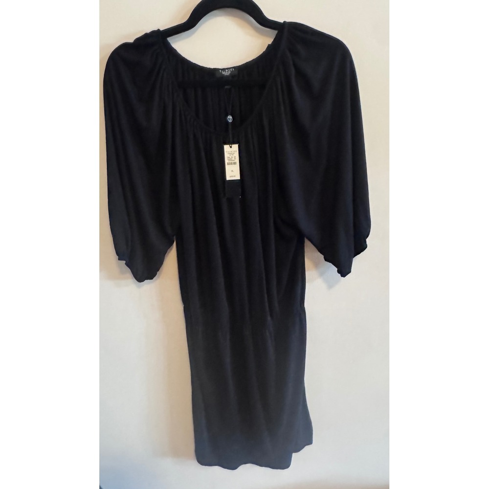 Talbots Petites Black Knit Dress L NWT Balloon Sleeve Cinched Waist Quiet Luxury